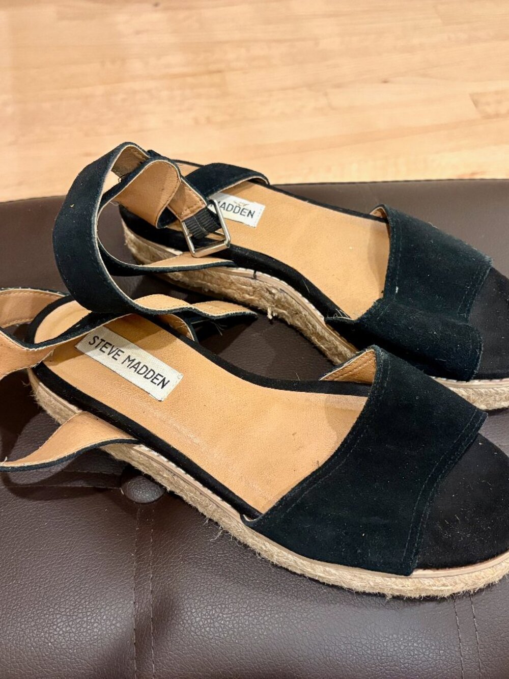 🖤 Steve Madden Black Suede Espadrille Platform Sandals - Size 7.5 (approx.) 👡